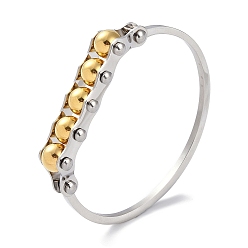 Golden & Stainless Steel Color Round Beaded 304 Stainless Steel Bangles, Golden & Stainless Steel Color, 0.25cm~1/2 inch(1.3cm), Inner Diameter: 1-3/4x2-1/4 inch(4.4x5.85cm)