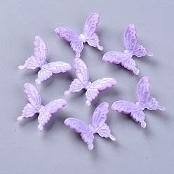 Plum Cellulose Acetate(Resin) Cabochons, Butterfly, Lilac, 17~18x21~22x7~8mm