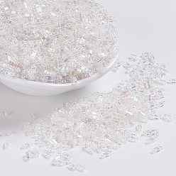 (QTL250) Crystal AB MIYUKI Quarter TILA Beads, Japanese Seed Beads, 2-Hole, (QTL250) Crystal AB, 5x1.2x1.9mm, Hole: 0.7mm, about 24000pcs/500g