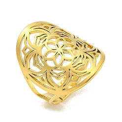 Настоящее золото 18K 304 кольца из нержавеющей стали, цветок, реальный 18 k позолоченный, 25 мм, внутренний диаметр: 18 мм