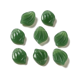 Темно-Зеленый Подвески лэмпворк ручной работы, лист, темно-зеленый, 15x12x4 мм, отверстие : 1 мм