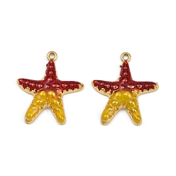 Настоящее золото 18K 304 нержавеющей стальной эмали подвески, ионное покрытие (ip), прелести морская звезда, реальный 18 k позолоченный, 25x22x9 мм, отверстие : 1.5 мм