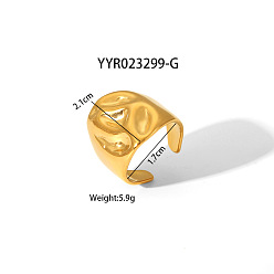 Настоящее золото 18K Геометрические 304 открытые манжетные кольца из нержавеющей стали с неровной формой, высококачественные, реальный 18 k позолоченный, внутренний диаметр: 17 мм