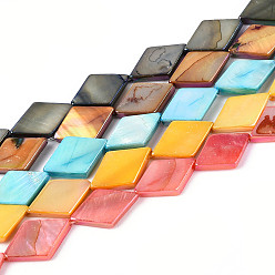 (52) Непрозрачная лаванда Окрашенные естественных пресноводных стеклянные бусы нити, ромб, разноцветные, 13~16x8.5~10x2~3 мм, отверстие : 0.5 мм, около 26~29 шт / нитка, 14.96~15.94'' (38~40.5 см)