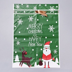 Зеленый Рождественские подарочные пакеты на шнурке, сумочки с галстуком-бабочкой, подарочная упаковка для вечеринок, зелёные, 41x30x0.01 см, о 45~50 шт / мешок