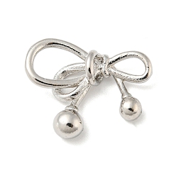 Platinum Alloy Pendants, Bowknot, Platinum, 16x19x6mm, Hole: 2.5x3mm