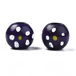 Индиго Бусины из натурального дерева, круглый в горошек, индиговые, 9~10.5x8~9 мм, отверстие : 2.5~3.5 мм, Около 3700 шт / 1000 г