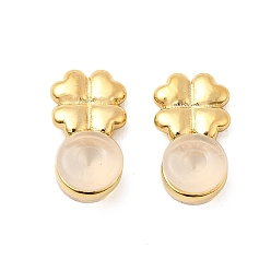 Клевер Силиконовые гайки для ушей, с латунной фурнитурой , золотые, клевер, 14.5x8x5.5 мм, отверстие : 0.5 мм
