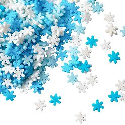 Mixed Color Handmade Polymer Clay Cabochons, Snowflake, Mixed Color, 4x5x0.3~2mm, about 9400pcs/200g