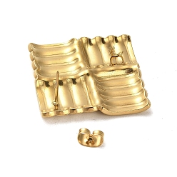 Золотой 304 Выводы серьги из нержавеющей стали шпилька, ромб с петлями, золотые, 40x40.5 мм