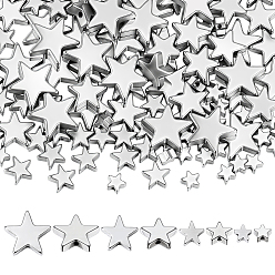 Silver Plated 120Pcs 4 Styles Electroplated Synthetic Non-magnetic Hematite Beads Strands, Star, Silver Plated, 4~10x4~10x2~3mm, Hole: 1mm, 30pcs/style