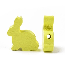 Желтый Деревянные бусины на пасхальную тематику, окрашенные, кролик, желтые, 24x24x8 мм, отверстие : 3.5 мм