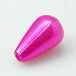 Deep Pink ABS Plastic Imitation Pearl, Drop, Deep Pink, 16x10mm, Hole: 1mm, about 600pcs/pound