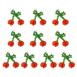 Малиновый Подвески из стекла ручной работы в виде вишневых семян, с открытыми пружинными кольцами из нержавеющей стали 304, малиновый, 40 мм