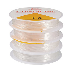 Прозрачный 4 рулоны круглой кристаллической эластичной нити, для браслетов изготовление ювелирных изделий из драгоценных камней ремесло из бисера, прозрачные, 1 мм, около 4.3 ярдов (4 м) / рулон
