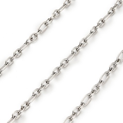 Нержавеющая Сталь Цвет 304 кабельные цепи из нержавеющей стали, с катушкой, пайки, цвет нержавеющей стали, 2.5x5x0.5 мм, 25 м
