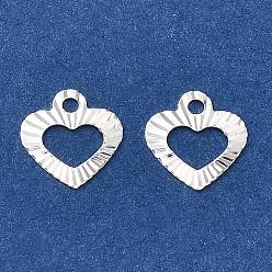 Сердце Латунь прелести, без кадмия и без свинца, 925 серебро покрытием, сердце, 8.5x8x0.5 мм, отверстие : 1.2 мм