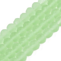 Лайм Прозрачные стеклянные бусины, граненые, матовые, рондель, желто-зеленые, 6x4.5 мм, отверстие : 1.4 мм, около 80~85 шт / нитка, 38~40 см