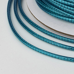 Teal Eco-Friendly Korean Waxed Polyester Cord, Teal, 2mm, about 90yards/roll(80m/roll)