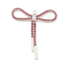 Серо-розавый Подвески латунные горный хрусталь, без кадмия и без свинца, бантом, увядшая роза, 40x34.5x3 мм, отверстие : 1.6 мм