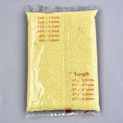 Yellow 8/0 Glass Seed Beads, Transparent Inside Colours Luster, Round Hole, Round, Yellow, 8/0, 3~4x2~3mm, Hole: 0.8mm, about 15000pcs/bag