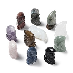 Смешанные камни Резные фигурки черепа из драгоценных камней, статуи камней рейки для балансировки энергии медитативной терапии, 23.5~24x15~15.5x36.5~37 мм