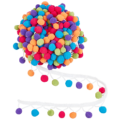 Weiß 12.5m bunte Pompon-Quastenbänder aus Polyester, für Partydekoration, weiß, 1-3/8 Zoll (36 mm), ungefähr 13.67 Yards (12.5 m)/Satz