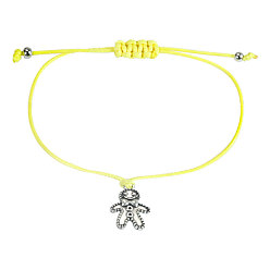 Gingerbread Man Рождественские регулируемые браслеты из сплава с подвесками, плетеные браслеты из вощеного шнура для женщин, античное серебро, Колобок, внутренний диаметр: 1-1/8~10-5/8 дюйм (3~27 см)