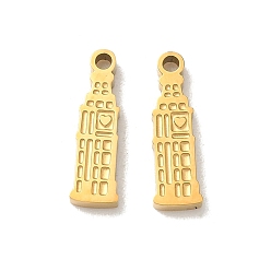 Настоящее золото 18K 304 прелести нержавеющей стали, здание, ионное покрытие (ip), реальный 18 k позолоченный, 14.5x4.5x2 мм, отверстие : 1.2 мм