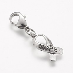 Античное Серебро Украшения из тибетского сплава, с латунными карабин-лобстерами , осведомленности ленты, античное серебро, 31 мм