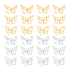 (52) Непрозрачная лаванда 40 шт. 2 цвета 201 и 304 филигранные подвески из нержавеющей стали, гравированные металлические украшения, бабочка, разноцветные, 19x26x0.4 мм, отверстие : 1.2 мм, 20 шт / цвет