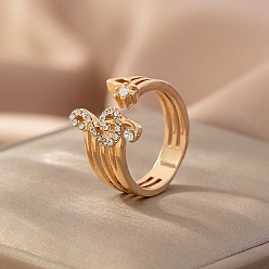 Золотой Кольца из сплава со стразами для женщин, музыка к сведению, золотые, размер США 8 (18.1 мм)