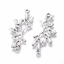 Античное Серебро Соединительные элементы в тибетском стиле, сплав, без свинца и без кадмия, лист, античное серебро, 38x17x2 мм, отверстие : 1.5 мм, Около 769 шт / 1000 г