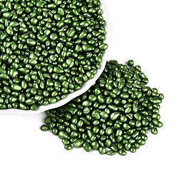 Olive Drab Baking Paint Glass Seed Beads, No Hole Beads, Imitation Cobblestone, Olive Drab, 1~8x1~5x1~4mm, about 6521pcs/Pound