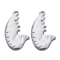 Креветка Подвески из нержавеющей стали, не тускнеющие, цвет нержавеющей стали, креветка, 25x12 мм, 10 шт / комплект