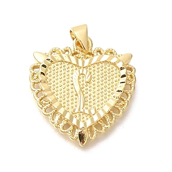 Letter L Стойки обшивки латунные подвески, без кадмия и без свинца, сердце с подвесками в виде буквы az, Письмо L, 24x22x3 мм, отверстие : 5x3.5 мм