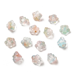 Разноцветный Прозрачные стеклянные бусины, бусины в форме колокольчика, петуния, с блеском порошок, градиент цвета, красочный, 10x10.5x8 мм, отверстие : 1.2 мм, 1526 шт / 1000 г