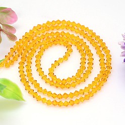 Orange Faceted Imitation Austrian Crystal Bead Strands, Grade AAA, Bicone, Orange, 8x8mm, Hole: 0.9~1mm, about 50pcs/strand, 15.7 inch