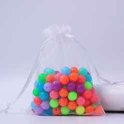 Белый Прямоугольные сумки из органзы на шнурке, белые, 12x9 см