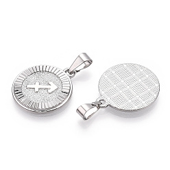 Платина Латунные подвески, без кадмия, без никеля и без свинца, двенадцать созвездий, плоско-круглые, платина, 24x20.5x2 мм, отверстие : 3.5x7 мм