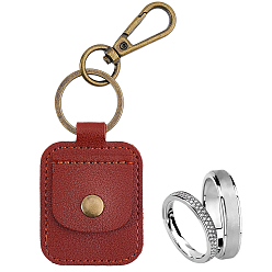 Rouge Foncé Pendentif porte-bague rectangulaire en cuir synthétique, avec les accessoires en alliage, pour alliance, médiators de guitare, rouge foncé, 130mm
