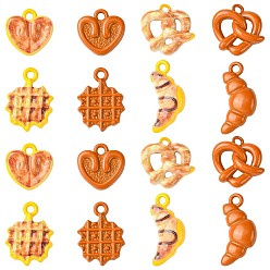 (52) Непрозрачная лаванда 40 шт. 8 стили подвески из сплава, окрашенного запекаемой краской, мини-подвески в виде хлеба, разноцветные, 12~18x9~13x3~4.5 мм, отверстие : 1.4~1.5 мм