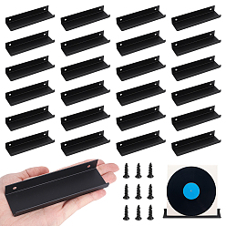 Black 24Pcs Aluminum Alloy Drawer Pull Handles, Cabinet Handles, Doorknob Accessories, with 48Pcs Iron Screw, Black, 120x31x17mm