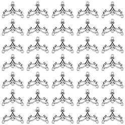 Antique Silver 40Pcs Tibetan Style Alloy Chandelier Components, Lead Free and Cadmium Free, Flower, Antique Silver, 27x21x1.5mm, Hole: 2mm