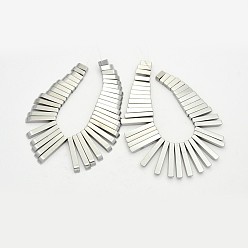 с Платиновым Покрытием Гальваническим немагнитная синтетический гематит закончил бусинки пряди, прямоугольные, с покрытием платиным, 10~30x4x4 мм, отверстие : 1 мм, около 41 шт / нитка, 7 дюйм