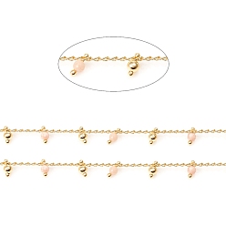 Солнечный Камень Граненые цепочки из натурального солнечного камня ручной работы, латунь бордюр цепи, пайки, с катушкой, долговечный, золотые, 3x1.8x0.8 мм, бусины : 6x3 мм, около 32.8 футов (10 м) / рулон