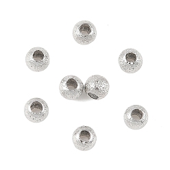 Platino Real Plateado Cuentas espaciadoras de latón Shegrace, sin cadmio y níque y plomo, rondo, textura, Platino verdadero plateado, 3 mm, agujero: 1.2 mm