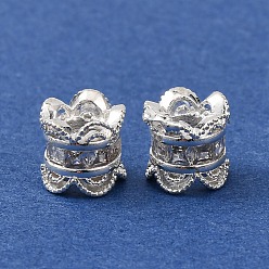 Серебро Латунные бусины из прозрачного кубического циркония, стойки покрытие, долговечный, серебряные, 7.5x8 мм, отверстие : 3.5 мм