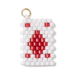 Rhombus Цилиндрические семена плоские круглые подвески, игральная карта, с открытыми пружинными кольцами из нержавеющей стали 304, ромб, 24x14x2 мм, отверстие : 2 мм