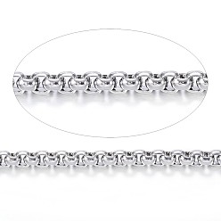 Нержавеющая Сталь Цвет Устойчивые к потускнению 304 венецианские цепи из нержавеющей стали, коробка цепи, несварные, с катушкой, квадратный, цвет нержавеющей стали, 2x2x1 мм, около 32.8 футов (10 м) / рулон